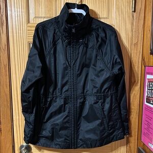 Women’s Classic Black Windbreaker Jacket- size Large